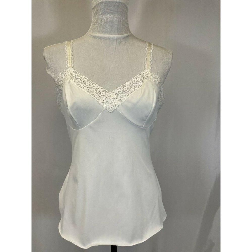 Vintage Vassarette Camisole Underneath-It-All Ivory Sz 36 Lace Antron III USA